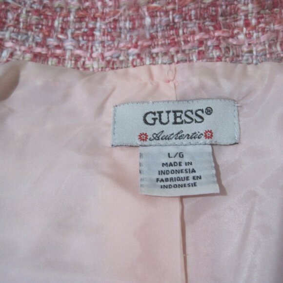 Guess Pink Women’s Knit Nylon Acrylic Cotton Button Mid-Length Coat Size Large - Picture 9 of 10